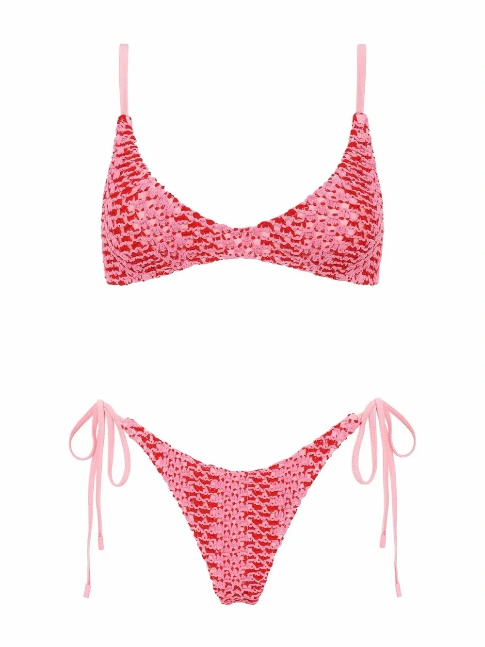 triangl swimwear Pink Crochet Bikini set